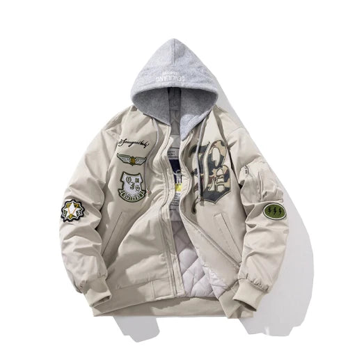 Autumn Winter Pilot Jacket Men Women Badge Star Vintage Bomber Jacket Embroidery Men Fashion Hip Hop Windbreaker Coat Streetwear