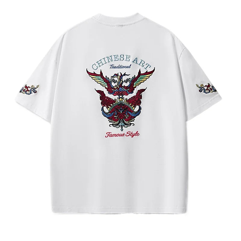 Summer Hip Hop T Shirt Man Wing Embroidered T Shirt Women Vintage Harajuku Tees Short Sleeve Street Fashion Designer Couple 2025