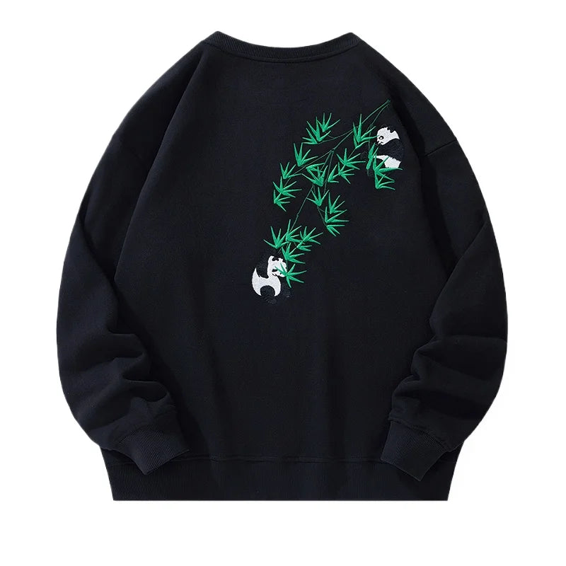 Fashion Crewneck Sweatshirt Men Bear Embroidery Hoodies Women Casual Chinese Panda Bamboo Fleece Designer Harajuku Pullover 2024